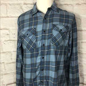 Converse men’s large blue plaid flannel shirt